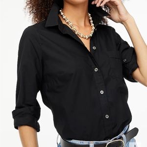 NWT J. Crew Button-up cotton poplin shirt in signature fit XL black